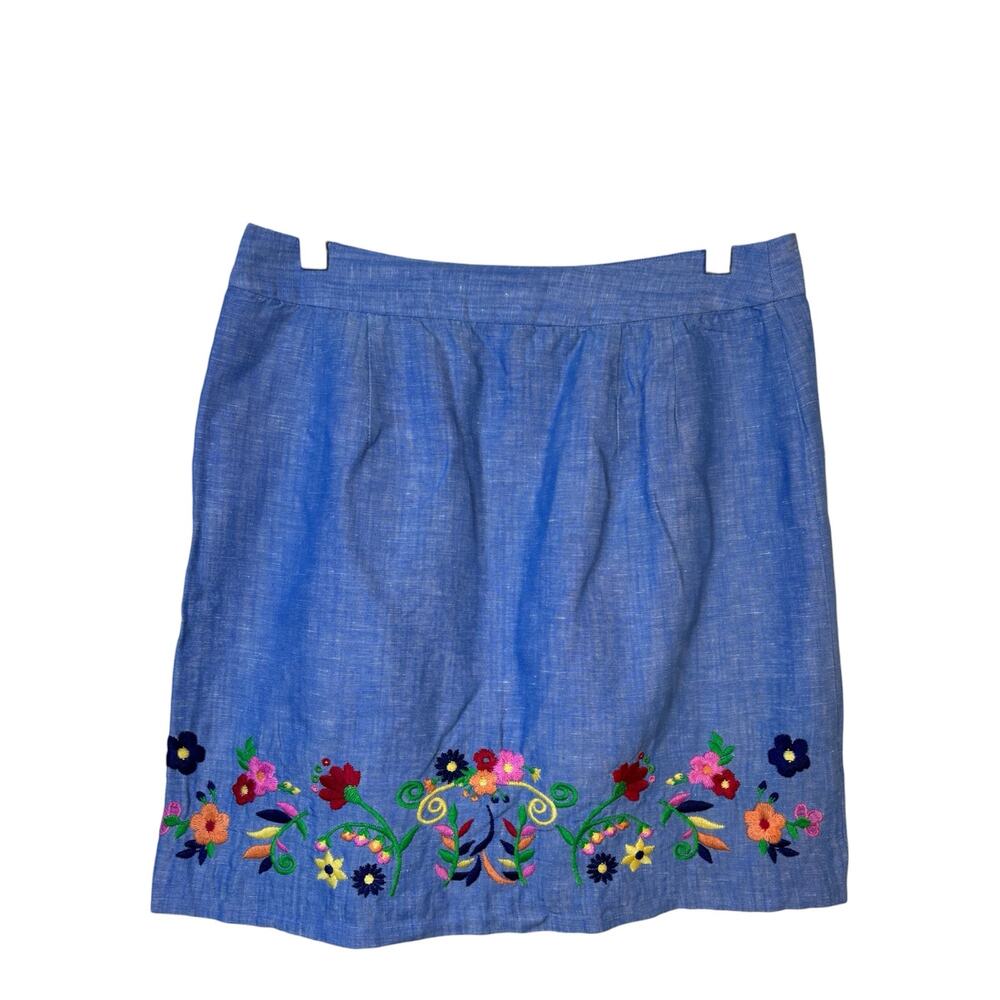 Talbots Linen Cotton Floral Embroidered Skirt 6 and Top Small Set Artisan Resort - Picture 3 of 13